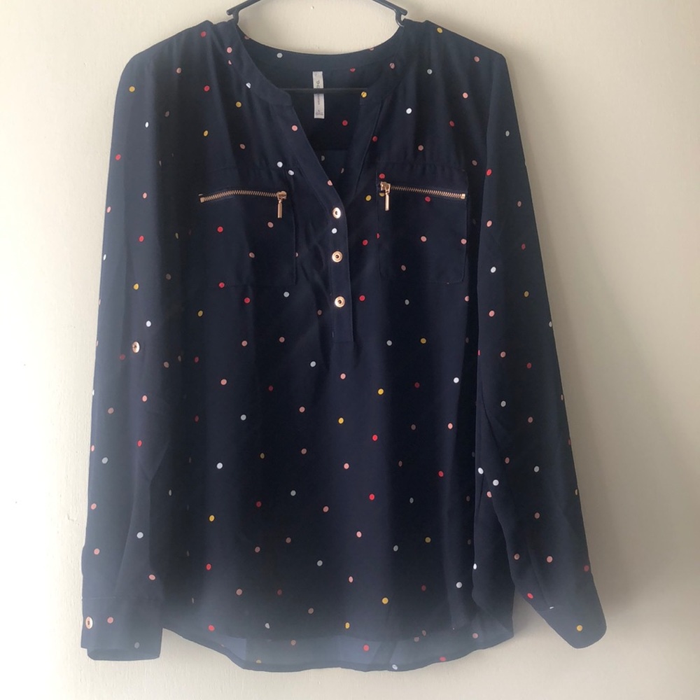 Blue blouse with polka dots